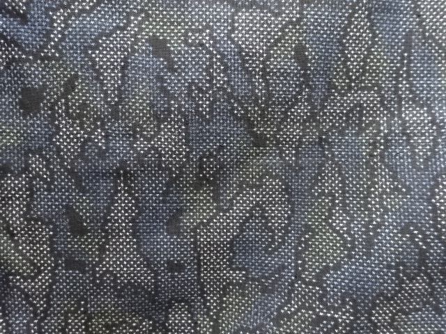 JAPANESE KIMONO / ANTIQUE KIMONO / SILK / DORO OSHIMA TSUMUGI / WOVEN ABSTRACT / 5MARUKI